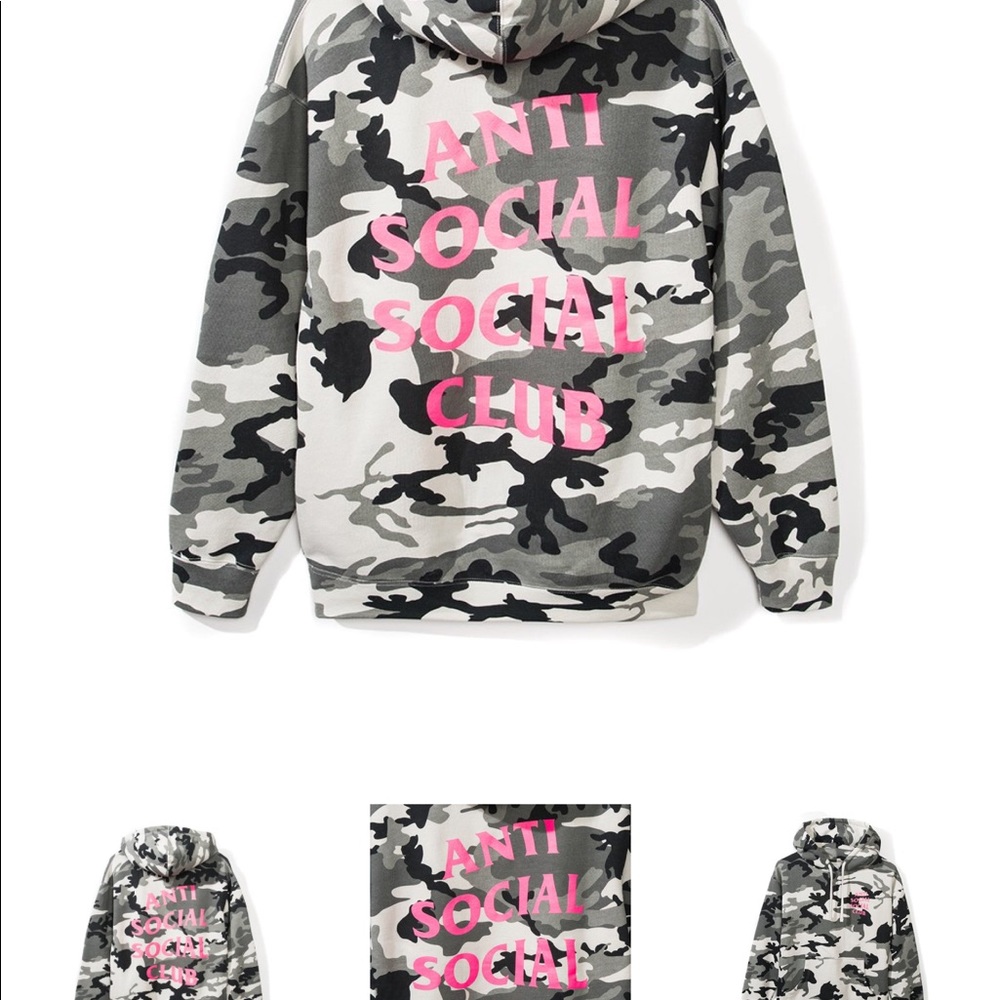 NEW- AntiSocialSocialClub “frozen” camo hoodie